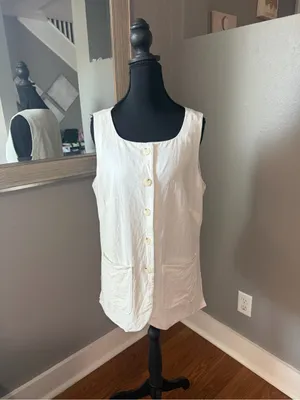 Maeve x Anthropologie Linen Blend Cutaway Vest Minimalist Medium thumbnail 2
