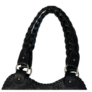 Vintage FENDI Black Pebbled Leather Spy Bag Purse Braided Handles Handbag thumbnail 6