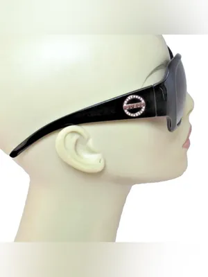 GUESS shinny Black Plastic Sunglasses 20-Rhinestone Gold Logo GO00069-01B NEW thumbnail 3