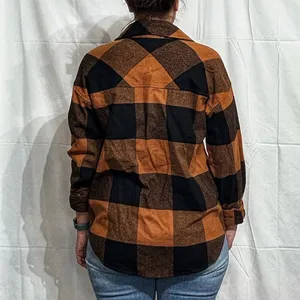 Blu Pepper Orange Plaid Buffalo Print Shacket Sz S thumbnail 12