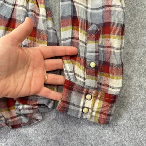 Lucky Brand Plaid Western Pearl Snap Peplum Shirt Red Blue Yellow Rodeo Festival thumbnail 9