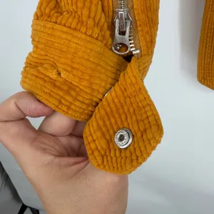 Free People Mustard‎ Yellow Corduroy Moto Jacket Belted Cropped Size S thumbnail 4
