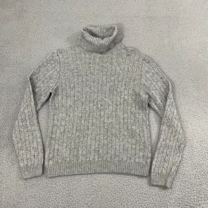 J.Crew Cable Knit‎ Sweater Women S Gray Wool Blend Turtleneck thumbnail 1