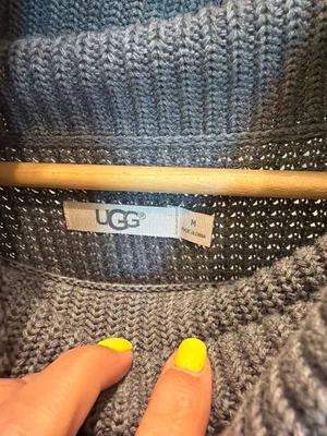 UGG Shelby Gray Waffle Knit Short Sleeve Cowl Neck Tunic Sweater thumbnail 2