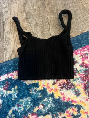 Wilfred Black Ribbed Knit Crop Tank Top - Women's thumbnail 5