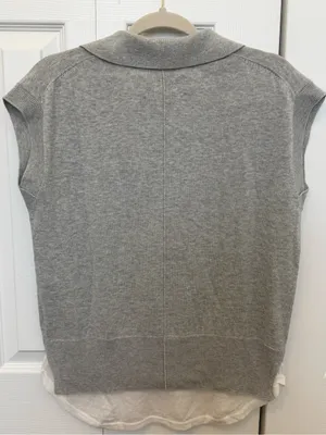 Brochu Walker Jaia Polo Looker Top Small Gray Linen Cotton Layered thumbnail 2