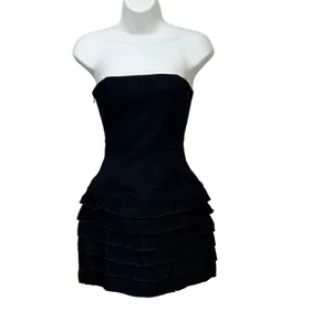 Edikted Womens Black Strapless Tiered Ruffle Mini Dress S17086 Size Small NWT thumbnail 3