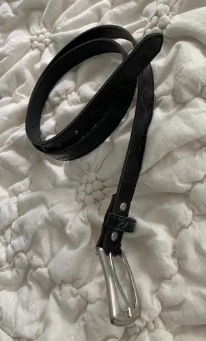 The Vintage Shop Vintage Black And Silver Belt thumbnail 3