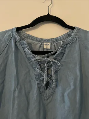 Old Navy Chambray Shift Mini Dress XS Western Cottagecore Farmhouse thumbnail 3