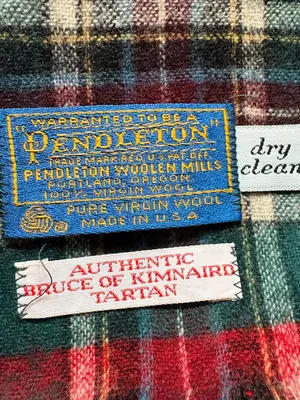 Vintage Pendleton Bruce of Kinnaird tartan plaid rectangular unisex wool scarf thumbnail 4