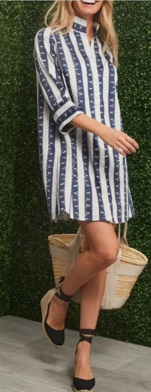 Tuckernuck Charlie Dress in Stillwater Blue Stripe Mini Cotton Sz XS 🧡🎀 thumbnail 1