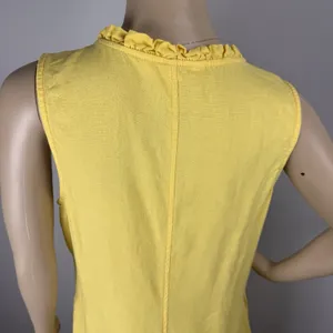Briggs Yellow Linen Blend Pocket Dress Sz‎ M V-Neck Sleeveless Casual Above Knee thumbnail 9