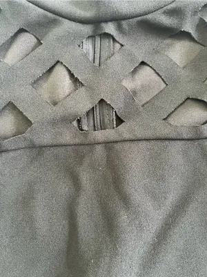 Black Sleeveless Mock Neck Tank with Lattice Yoke Size M thumbnail 2