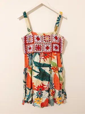 Farm Rio Crochet Mini Dress Anthropologie Floral Size Small S thumbnail 7