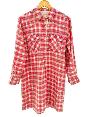 New Current Elliott Linen Cotton Blend Levee Western Plaid Shirt Dress Size 0‎ thumbnail 1