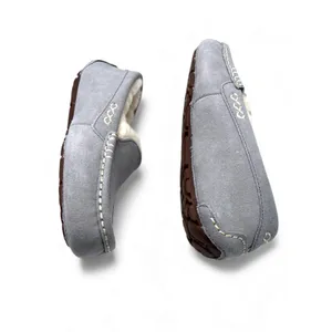 New- UGG 5 Women's Ansley slippers light grey suede Driving Loafer Sherpa Wool thumbnail 4