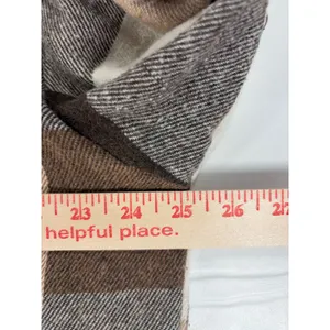 Womens XL Brown Cream Plaid Flannel Shacket Oversized Button Down Shirt thumbnail 4
