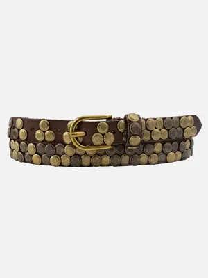 Amsterdam Heritage Chiara Skinny Studded Leather Belt Brown M/L 95 Boho thumbnail 10