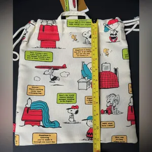 Peanuts Snoopy Charlie Brown Drawstring Pouch Bag Red thumbnail 3