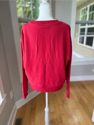 All in Motion Red "Athletic Court Club" Cropped Crewneck Sweatshirt Sz Medium thumbnail 4