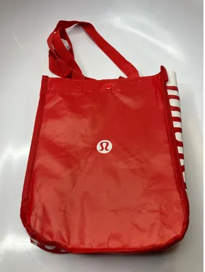 Lululemon Reusable Tote Bag Unisex Small Red Excellent Snap Closure Logo thumbnail 1