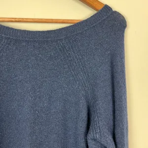 J. Crew V-Neck Sweater In‎ Yarn Womens Medium Navy Blue Merino Wool Alpaca Knit thumbnail 10
