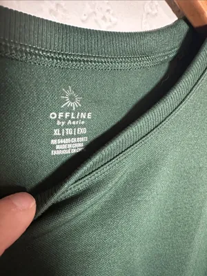 NEW offline aerie Forest Green Short Sleeve Crop Top Casual Athleisure Size XL thumbnail 4