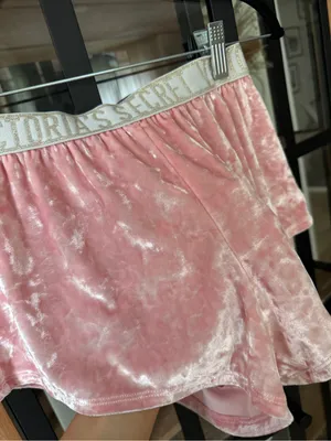 Victoria’s secret boxer pajamas shorts crushed velvet elastic micro glitter thumbnail 3