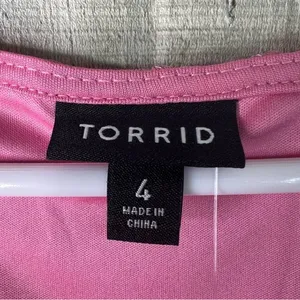 Torrid Size 4(4X)(26) Pink Long Sleeve Top Embroidered Stretch Mesh Tie Front thumbnail 12
