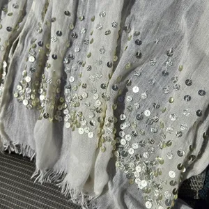 Cream & Sequined scarf Silver thumbnail 3