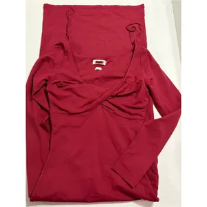 NWOT new Aritzia Dark Ruby Red symbolic dress long sleeve contour dress XS thumbnail 5