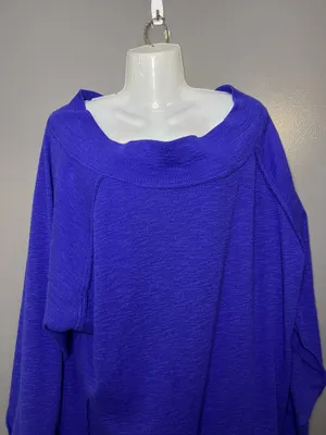 We The Free Sweater Tunic Womens Large Blue Boat Neck Lightweight Knit Raglan thumbnail 1