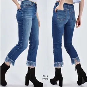 Topshop Moto Dree Frayed Hem Crop Jeans 28 Blue Kick Flare Denim thumbnail 3