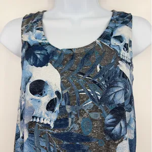 Hybrid Skull Floral Y2K Tank Womens Top Sz S Goth Grunge Festival Tumblr Edgy thumbnail 3