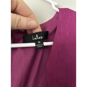 Lulus New Purple Magenta Metallic Sheer Long Sleeve Mini Dress Size Medium Party thumbnail 10