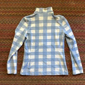 LIZZIE DRIVER BLUE GINGHAM PLAID HALF ZIP GOLF PULLOVER thumbnail 6