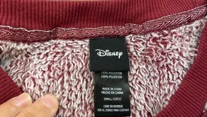 Disney Women's Soft Velour Fleece Mickey Mouse Sweatshirt Burgundy Size Small thumbnail 3