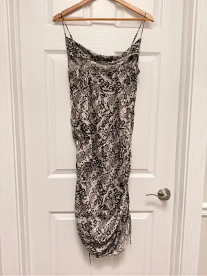 Free‎ People Day To Night Ruched Side All Over Animal Print Slip Dress Small thumbnail 3