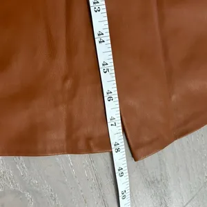 Zara Faux Leather Faux Wrap Dress Camel Sz‎ XS Chic Sophisticated Nouveau Riche thumbnail 8