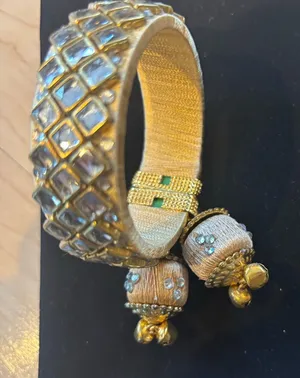 Unique,EYE CATCHING Gold&Cream Embellished Bracelet/ Bangle.New.One Normal Size thumbnail 1