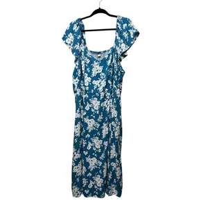 Old Navy Floral Maxi Dress Womens 3X Cottagecore Milkmaid Vacation Travel Fairy thumbnail 2