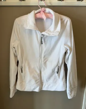 Danskin Now Women's White Fleece Full Zip Collared Jacket M Zipped Pockets thumbnail 1