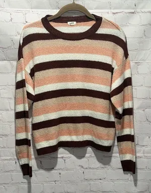 Garage‎ Pink, White, and Maroon Stripe Knit Sweater Woman's Size XS thumbnail 1