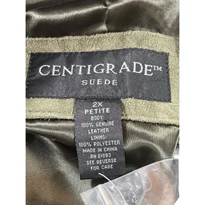 Centigrade Suede Leather Coat Jacket 2X Petite Genuine Washable Olive Green NWT thumbnail 4