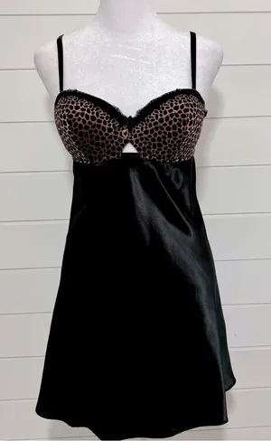 Thalia Sodi Black Cheetah Print Chemise Black&Brown Size‎ M thumbnail 1