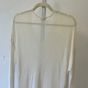 Vince Womens Cream V-Neck Long Sleeve Sheer Knit Top Tunic Size Small Boho thumbnail 5