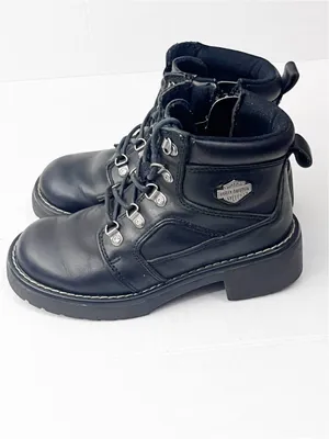 HARLEY DAVIDSON Black Moto Biker Boots Size 5 Bikercore Grunge Academia thumbnail 9