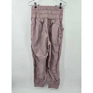 Free People Jogger Womens M‎ Way Home Mauve Smocked High Rise Nylon EUC thumbnail 3