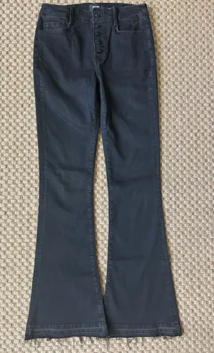 PAIGE High-Rise Lou Lou Flare Jeans Exposed Button-Fly Flared Raw Hem Jeans thumbnail 1