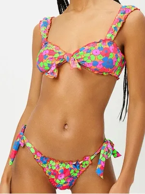 Frankie's Bikinis Orange Floral Tie-Side Bikini thumbnail 5